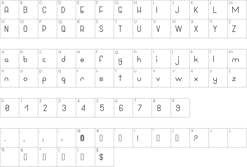 Bowhouse Bold font character map preview