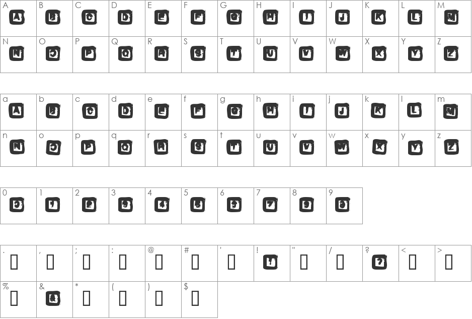 Box font character map preview