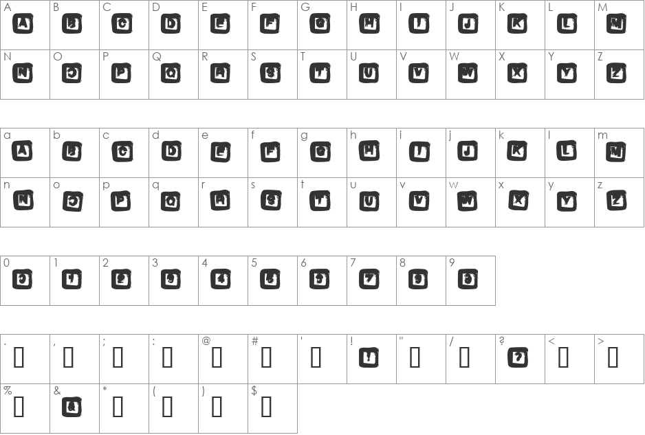 Box font character map preview