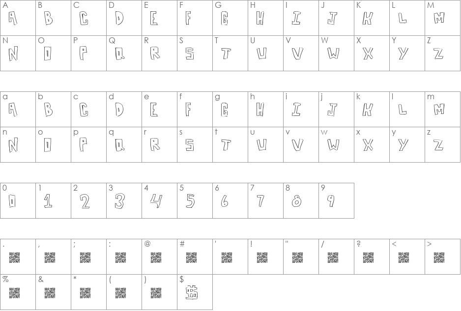 BoxLines font character map preview