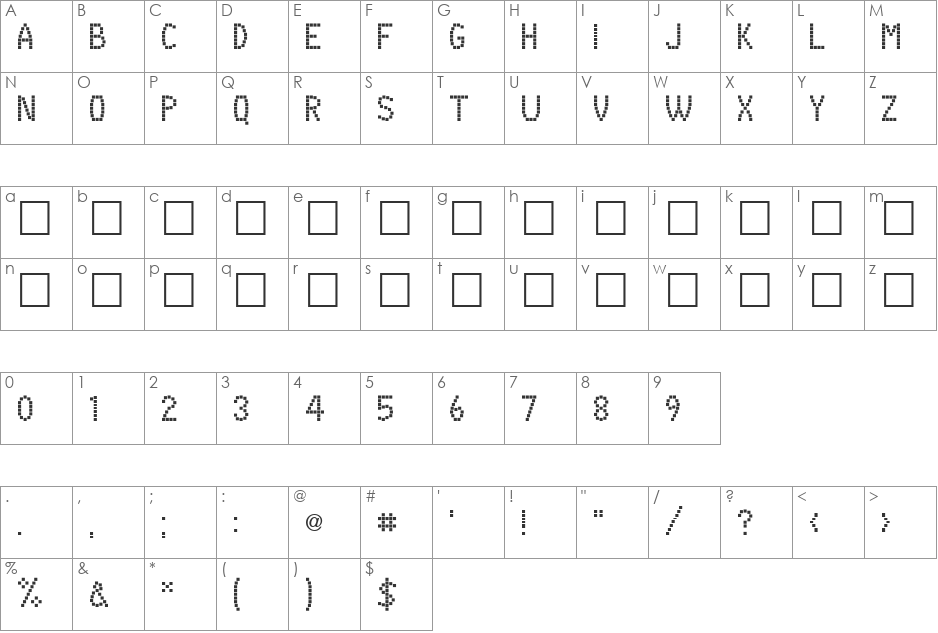 BoxOnBox font character map preview