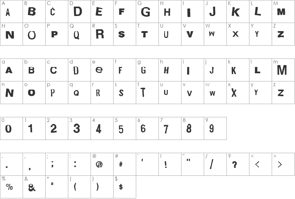 Boxpot font character map preview