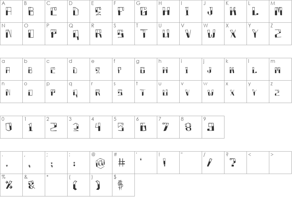 BoxProject! font character map preview