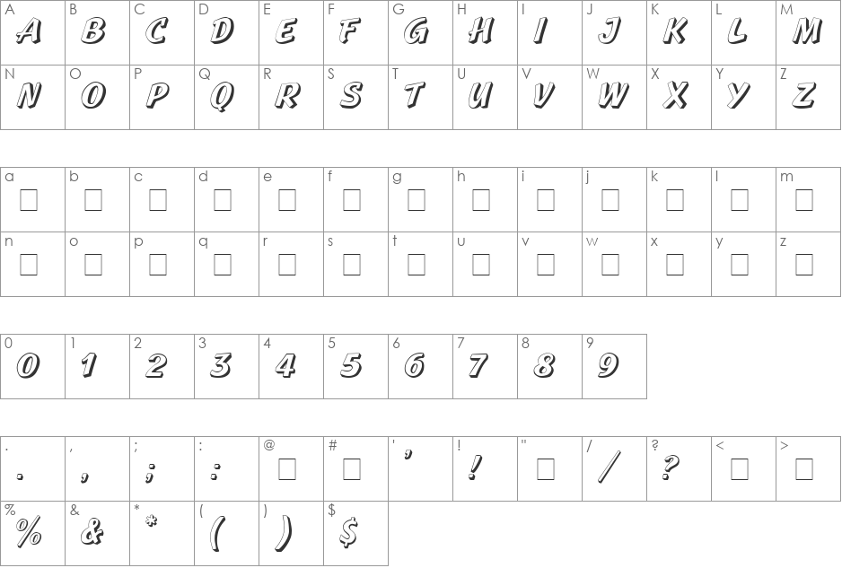 Boya Display Caps SSi font character map preview