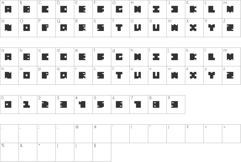 BPchubby font character map preview
