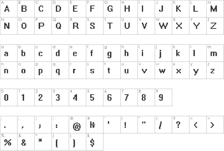 BPG SysVarE U font character map preview