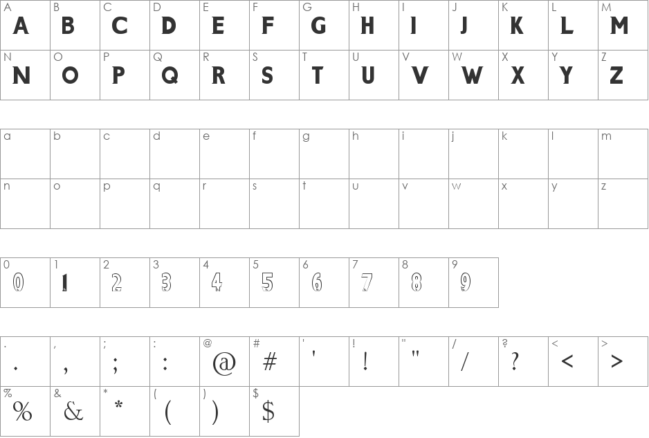 BPL font character map preview