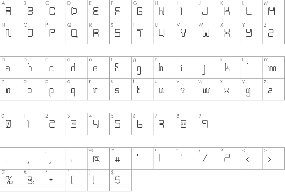BPneon font character map preview