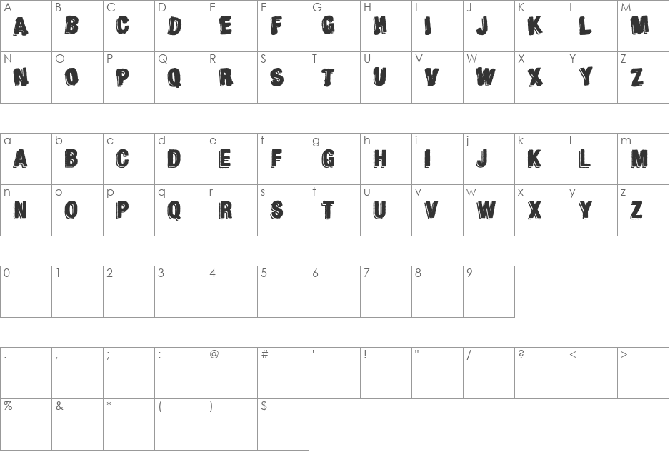 Against Modern Football font character map preview