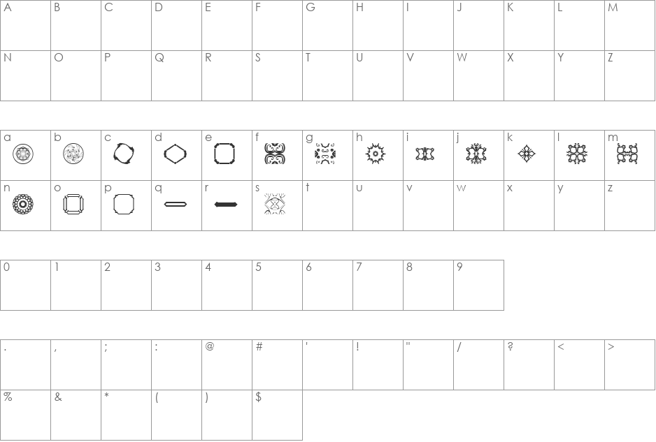 BR Nouveau Ramblings 2 font character map preview