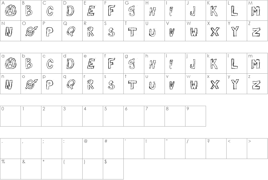 against myself font character map preview