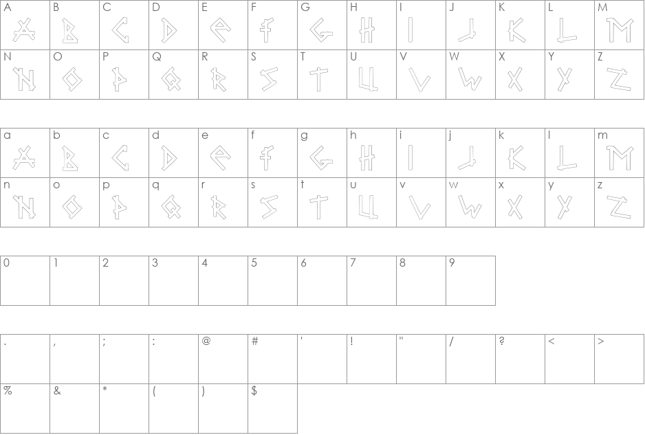 Brabbel Blocks font character map preview