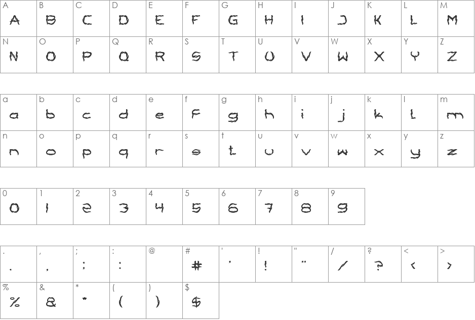 BRACELLET font character map preview