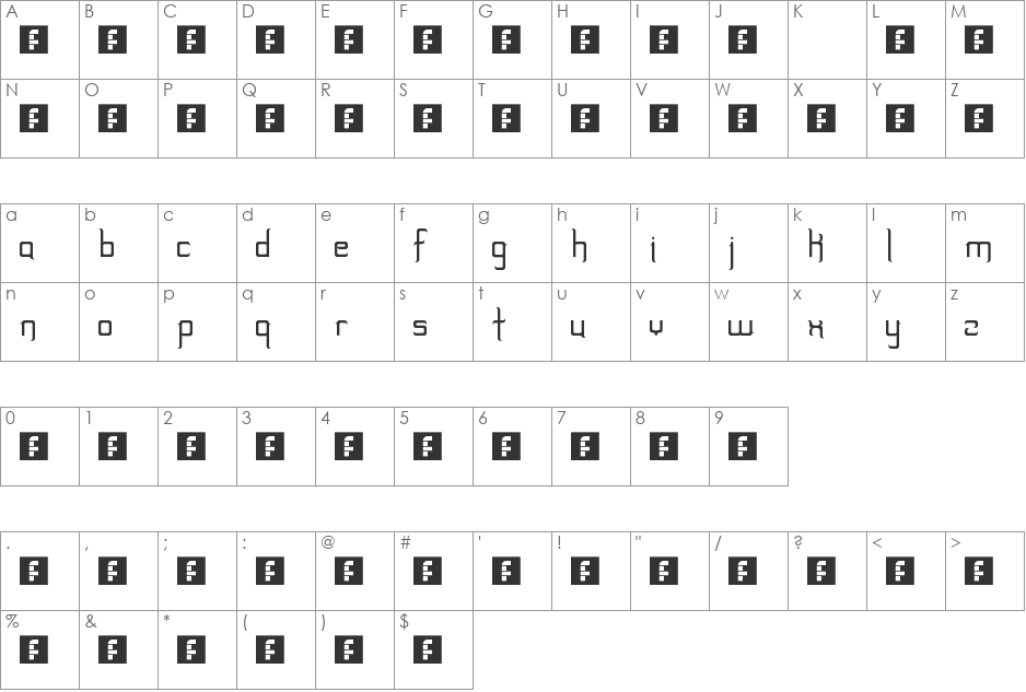 brackets font character map preview