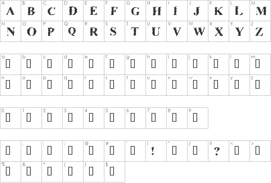 Brackish font character map preview