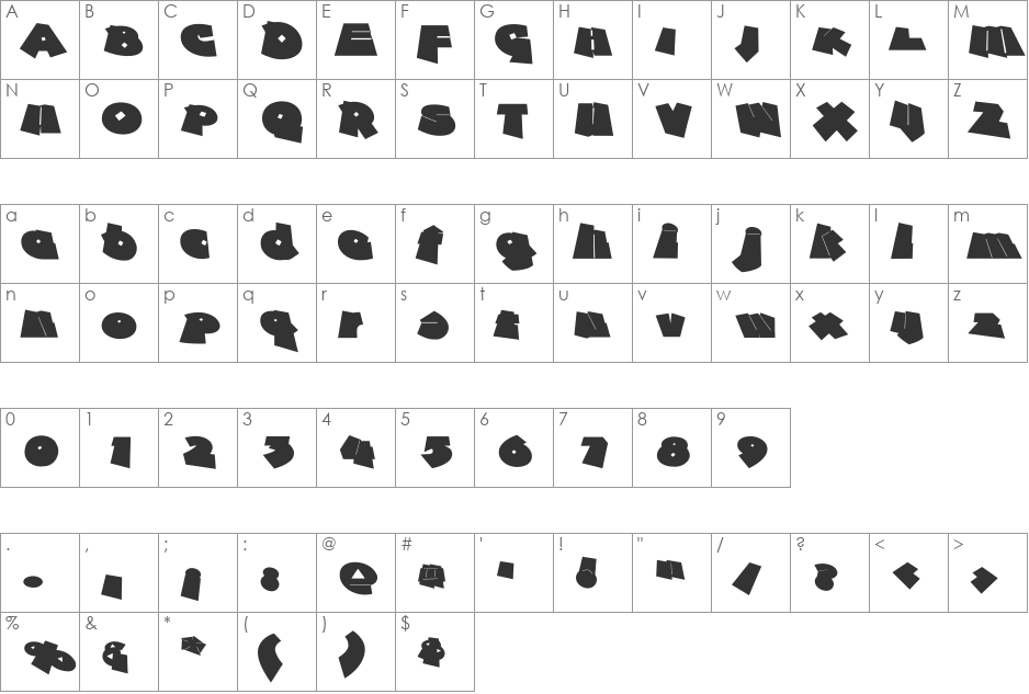 AgainstRules font character map preview