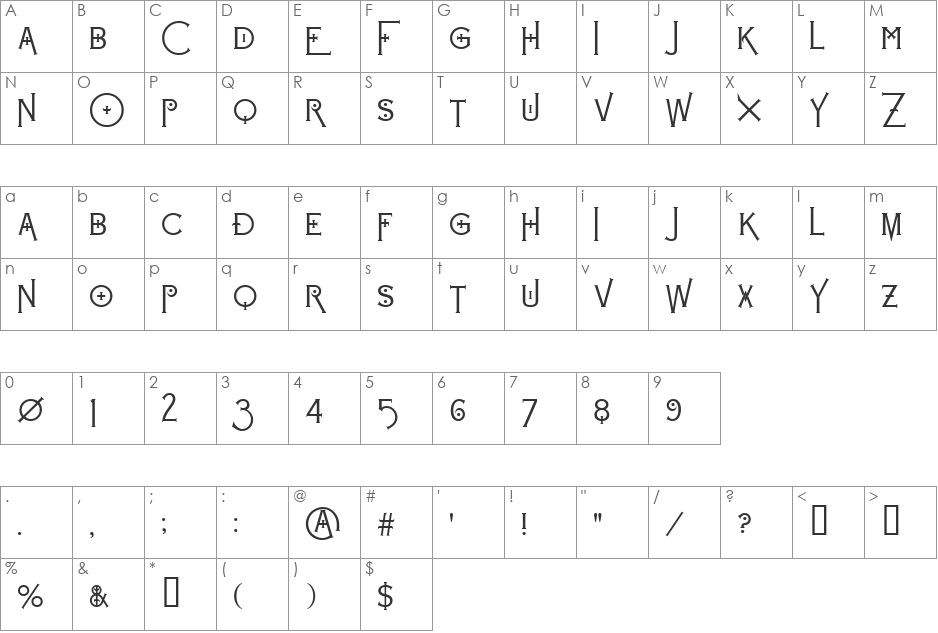 Brahn Mufun font character map preview