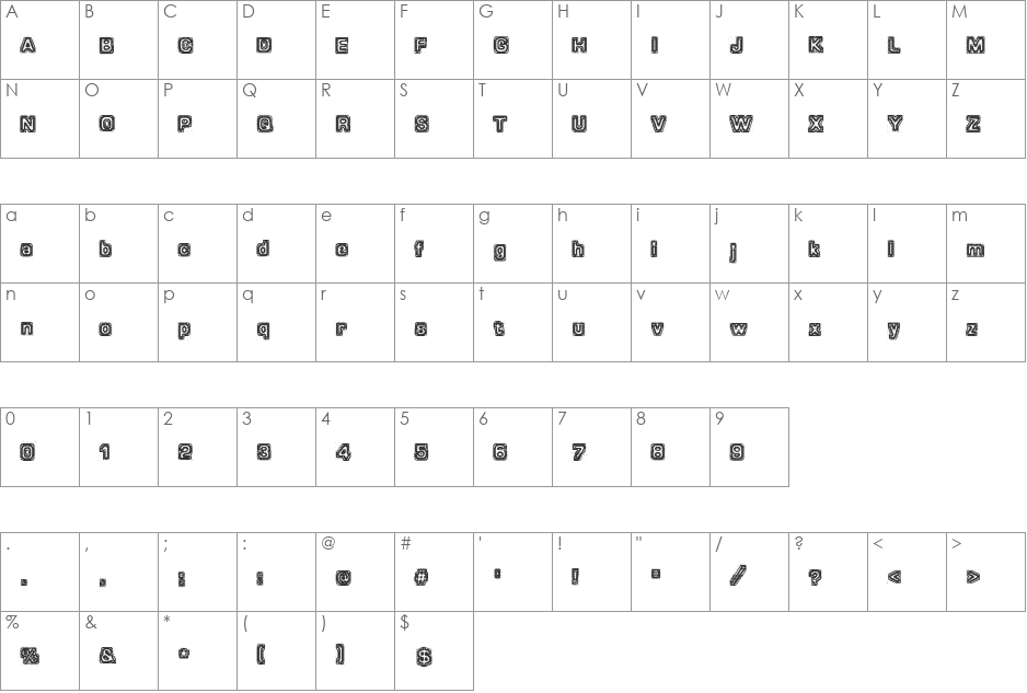 Brain-scan font character map preview