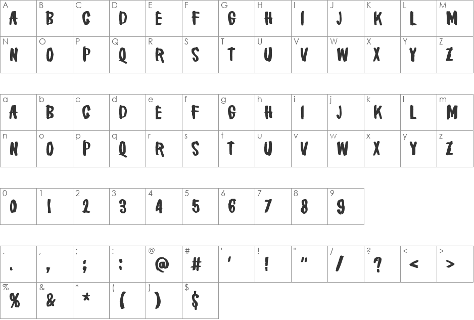 Brake a leg! font character map preview