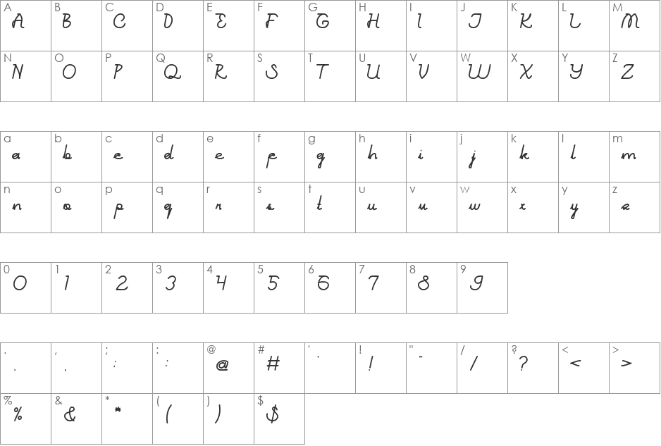 Brand New Colony font character map preview