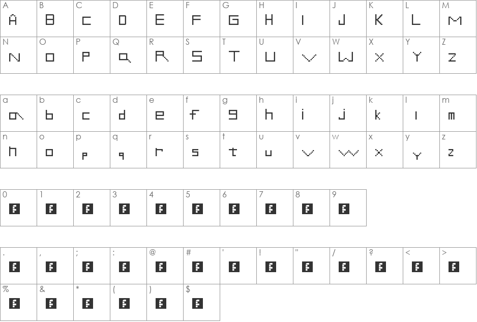 Brandon font character map preview