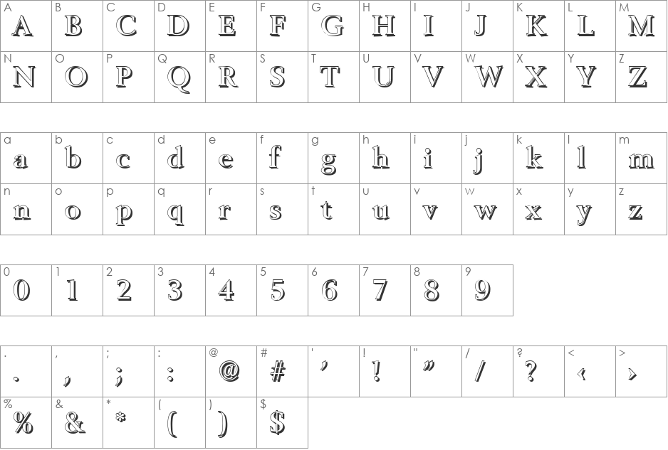 BrandonBeckerShadow-Medium font character map preview