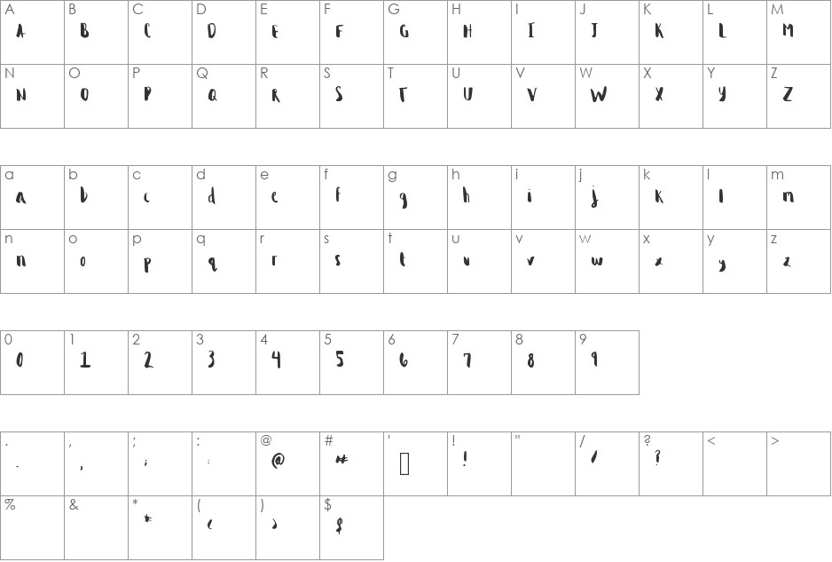 Brandy_Alexander font character map preview