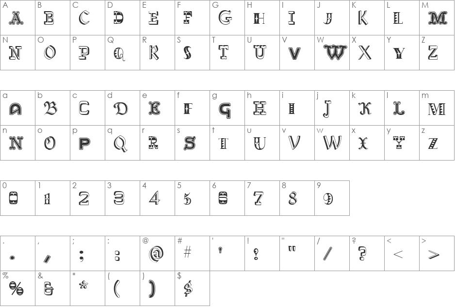 Brasil font character map preview