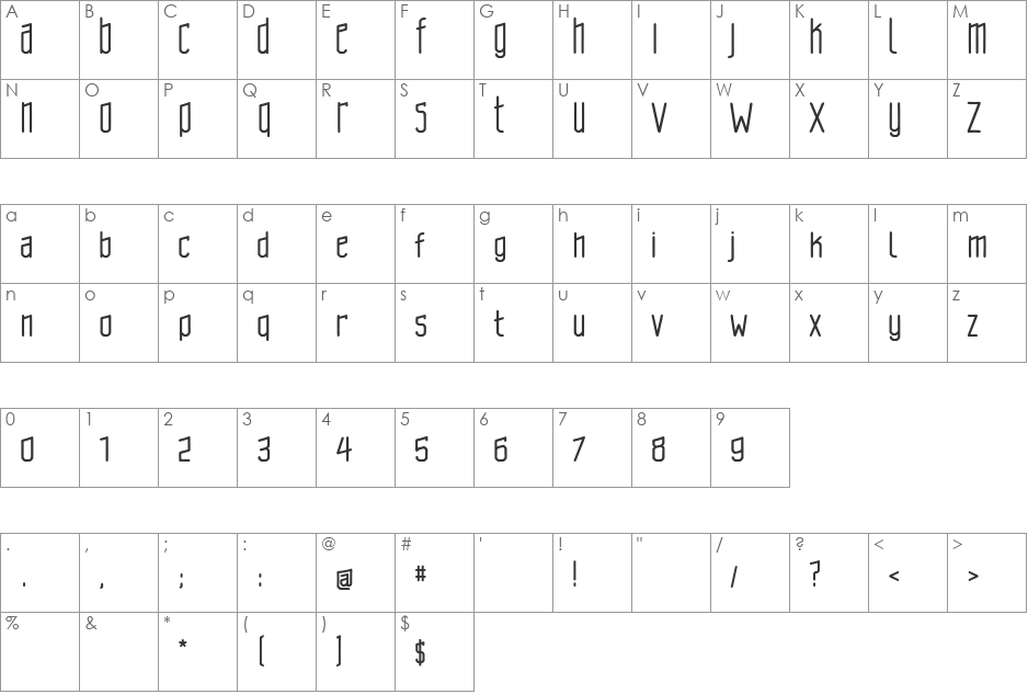 BRASILCAO font character map preview