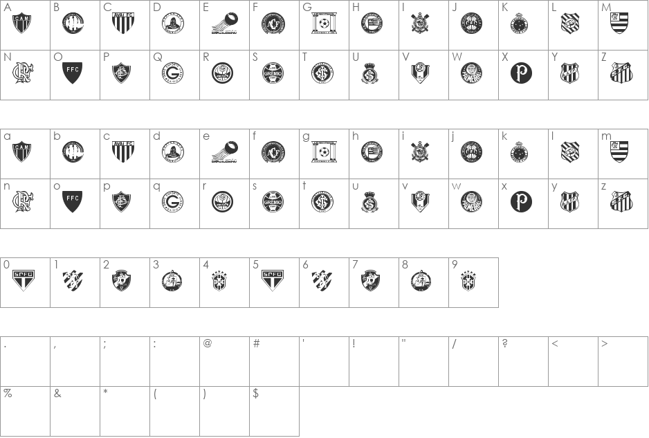 Brasileir?o font character map preview