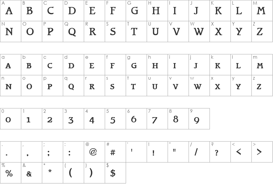 BravoSmc font character map preview