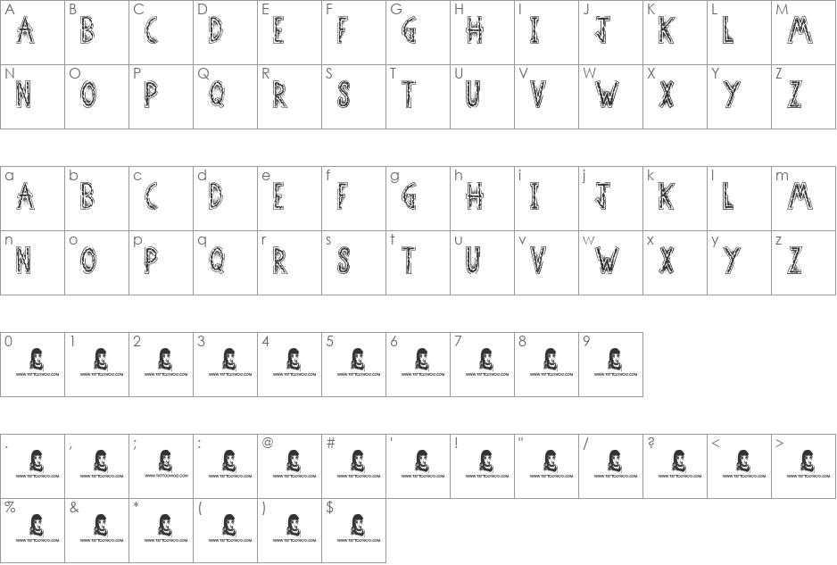 Brawler font character map preview