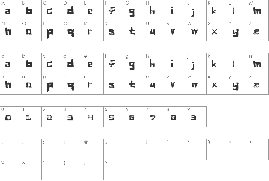 bread font character map preview
