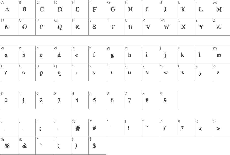 bread and circus font character map preview