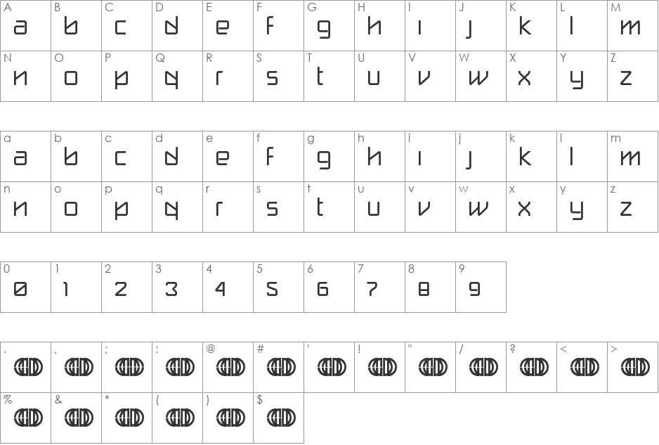 break label DEMO font character map preview