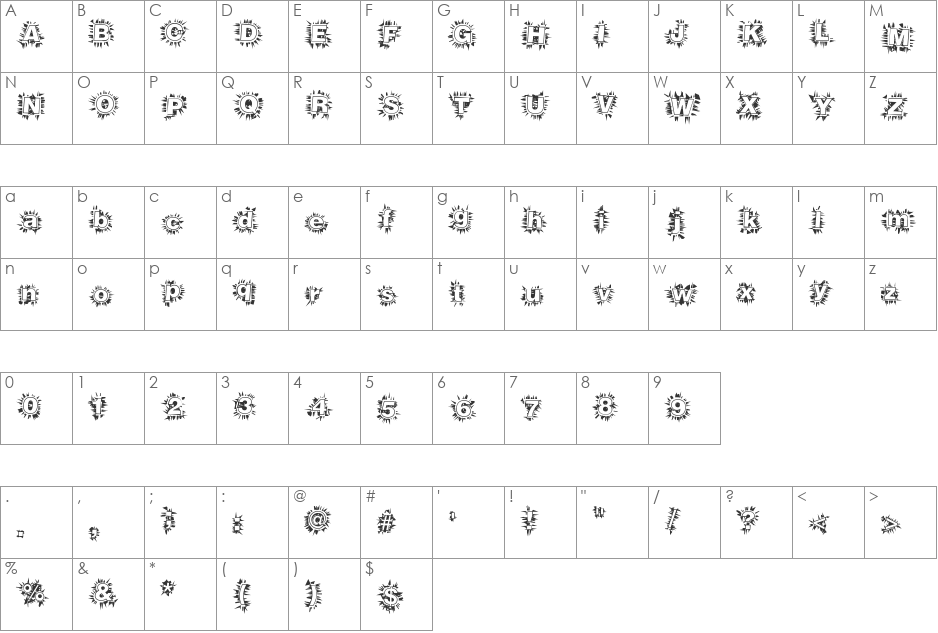 BreakAway font character map preview