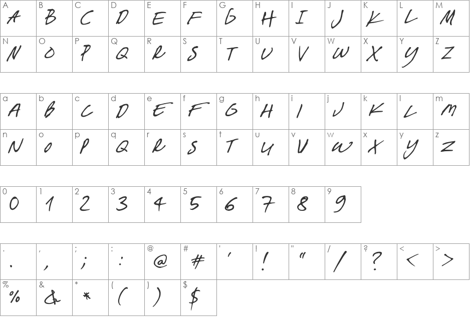 Breakaway font character map preview