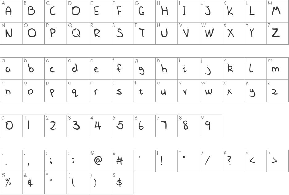 BreakfastCereal font character map preview