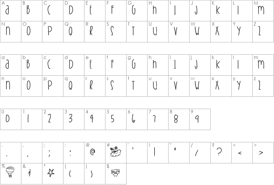 BreakFromToronto font character map preview