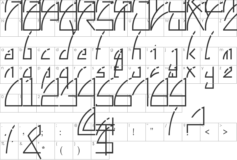 BreakLoOp font character map preview