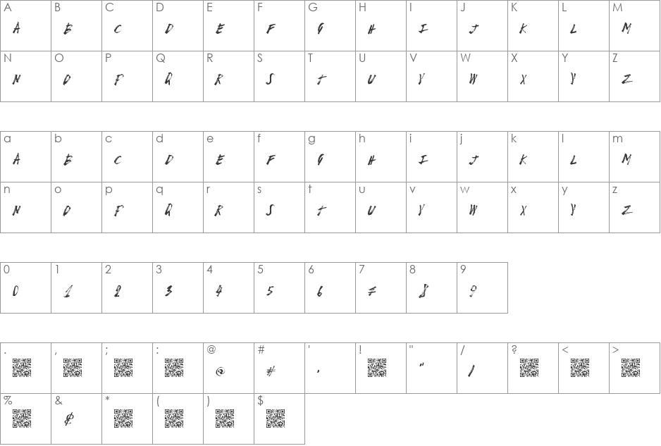 BreakPoint font character map preview