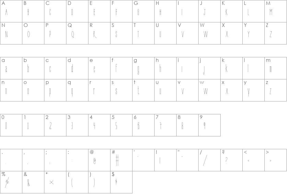 Bree font character map preview