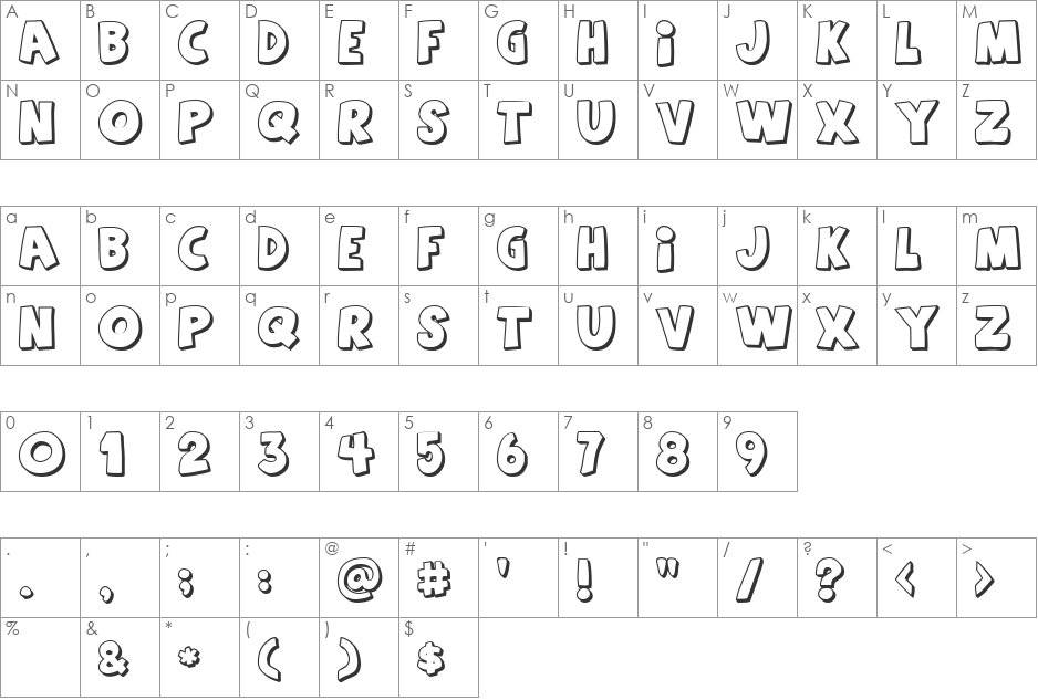 Agent Orange font character map preview