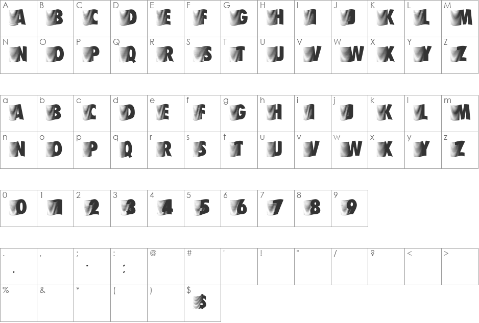 BreezeStarboardsStormy font character map preview