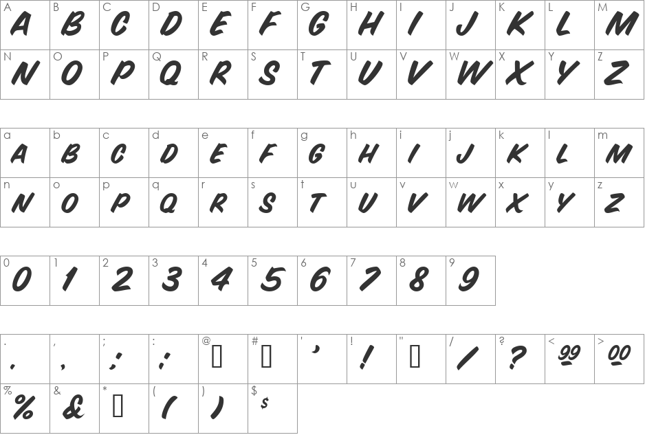 BrendalauerScriptSCapsSSK font character map preview
