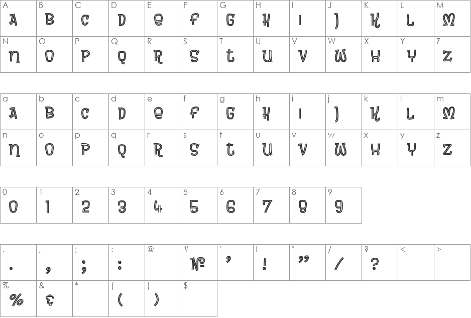 Brewsky font character map preview