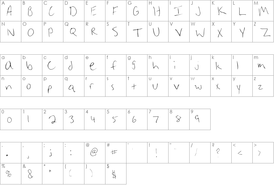 Brian Cary font character map preview