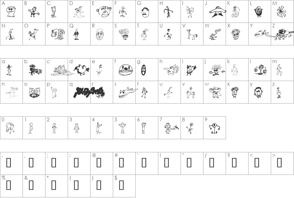 Brian Powers Doodle 2 font character map preview