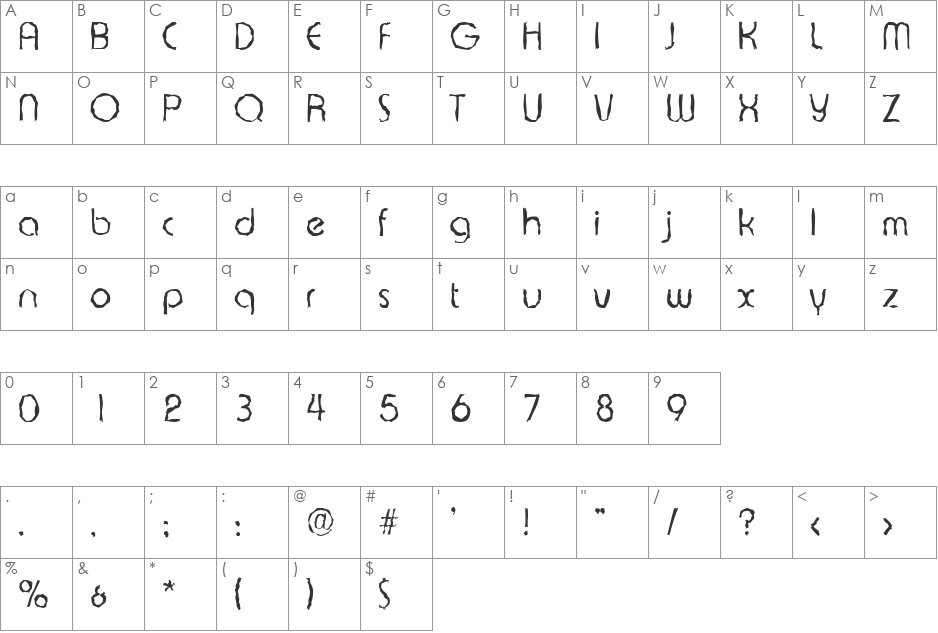 BrianBeckerRandom-Light font character map preview