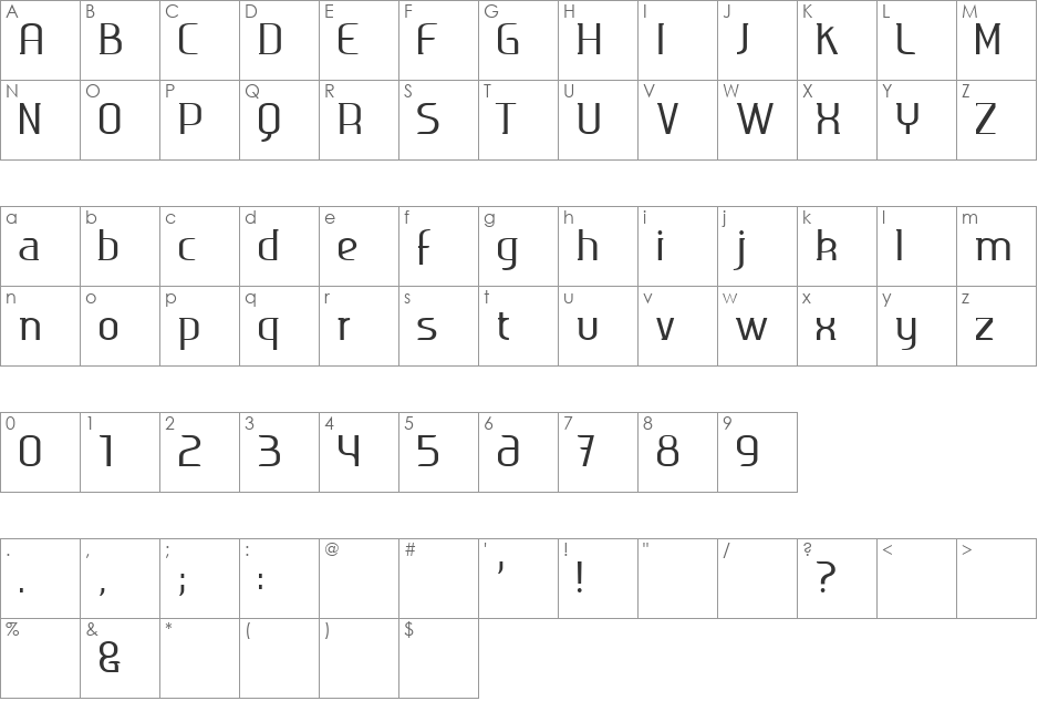 Ageone serif font character map preview